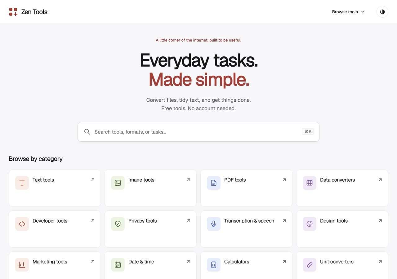Toolbox homepage preview